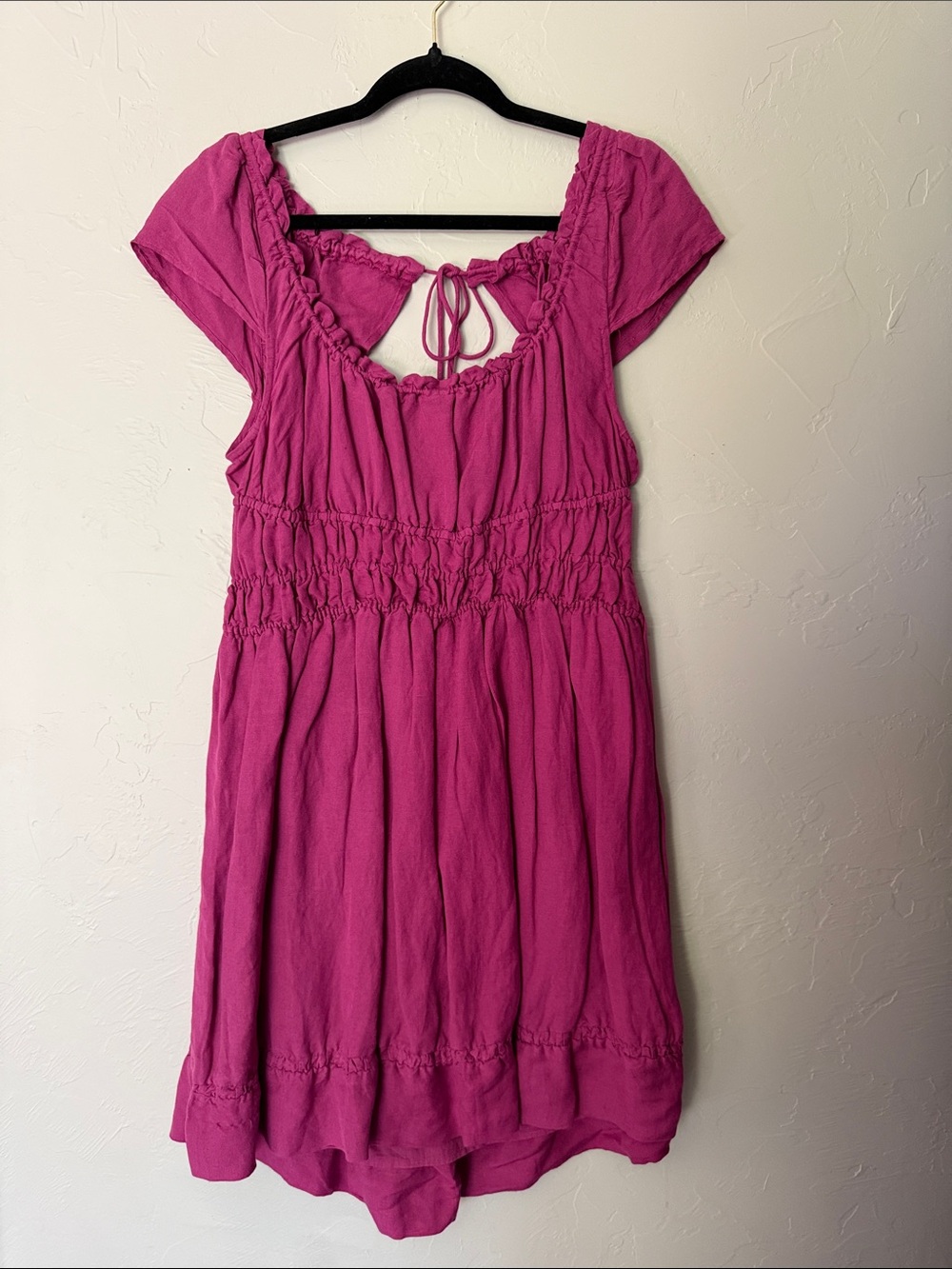 Anthropologie Magenta Gathered Mini Dress